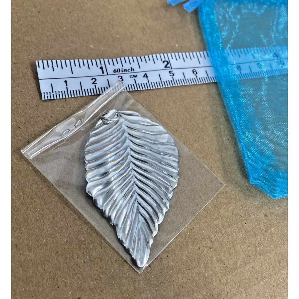 .925 Sterling Silver LARGE LEAF‎ PENDANT NECKLACE charm BRAND NEW designer